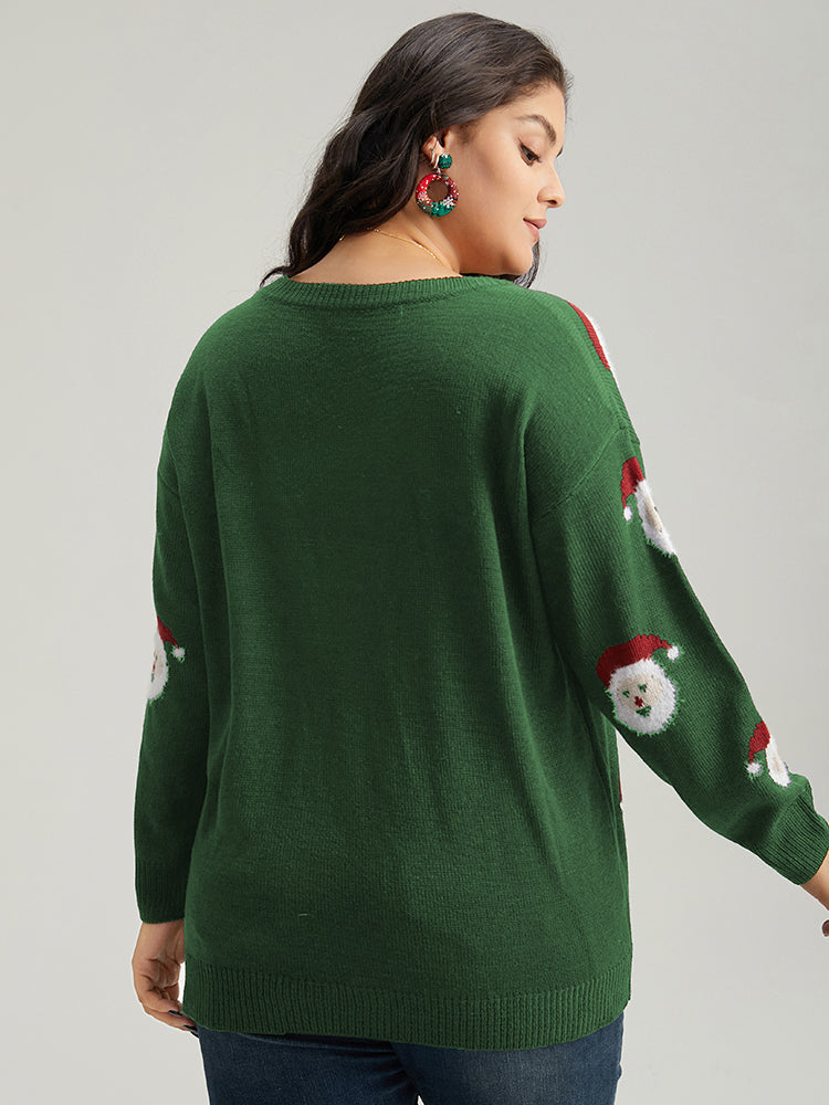 Jolly Fellow Motifs Round Neck Pullover