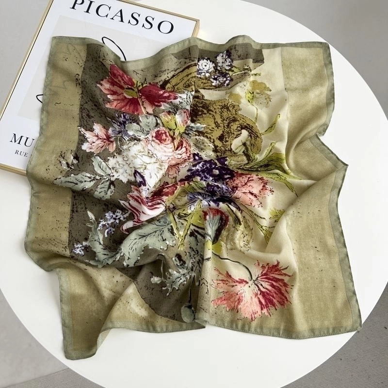 Women's Sweet Minimalist Color Block Polyester Printing Silk Scarf