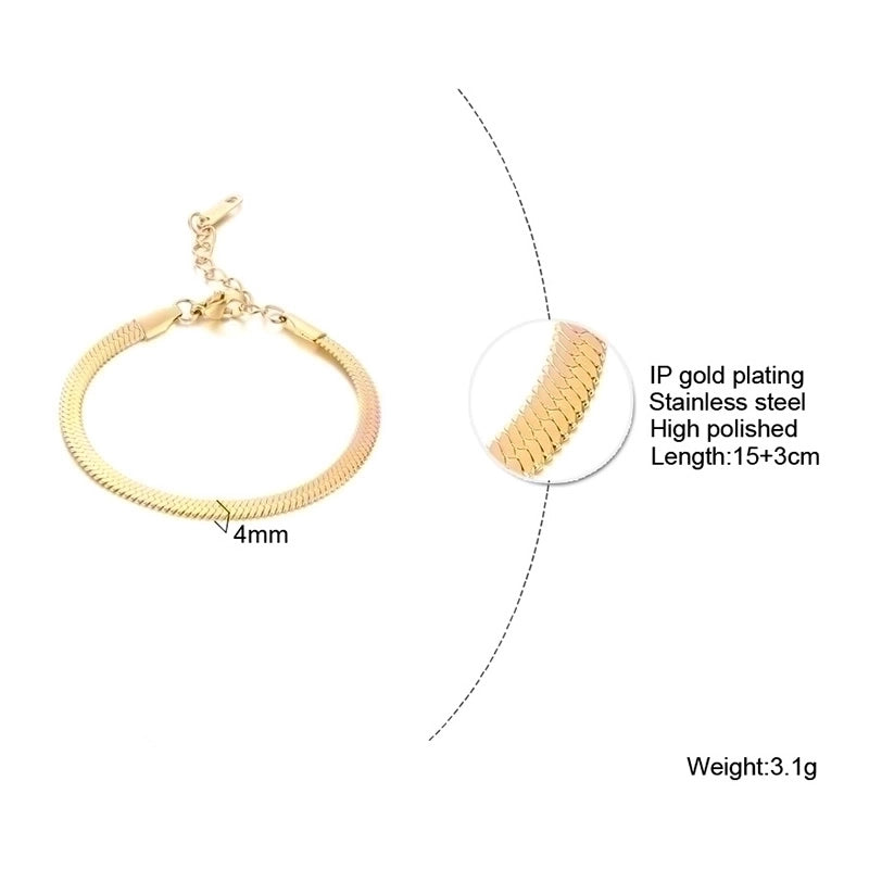 Classic Style Solid Color 304 Stainless Steel 18K Gold Plated Bracelets In Bulk