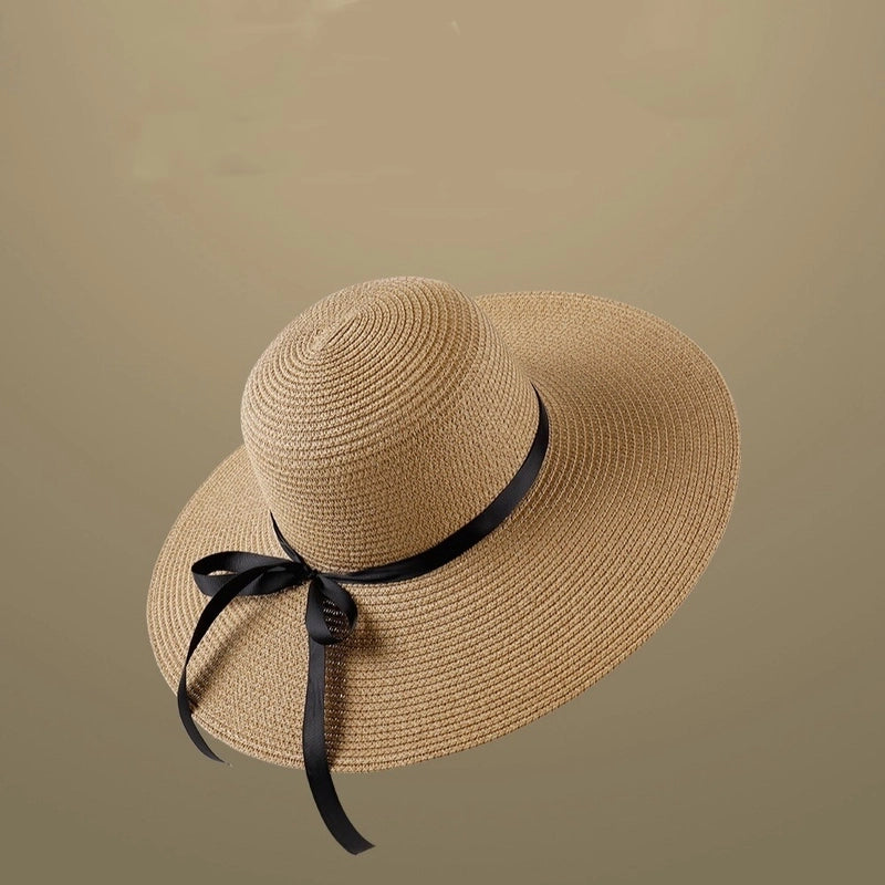 Women's Vacation Minimalist Letter Solid Color Big Eaves Straw Hat