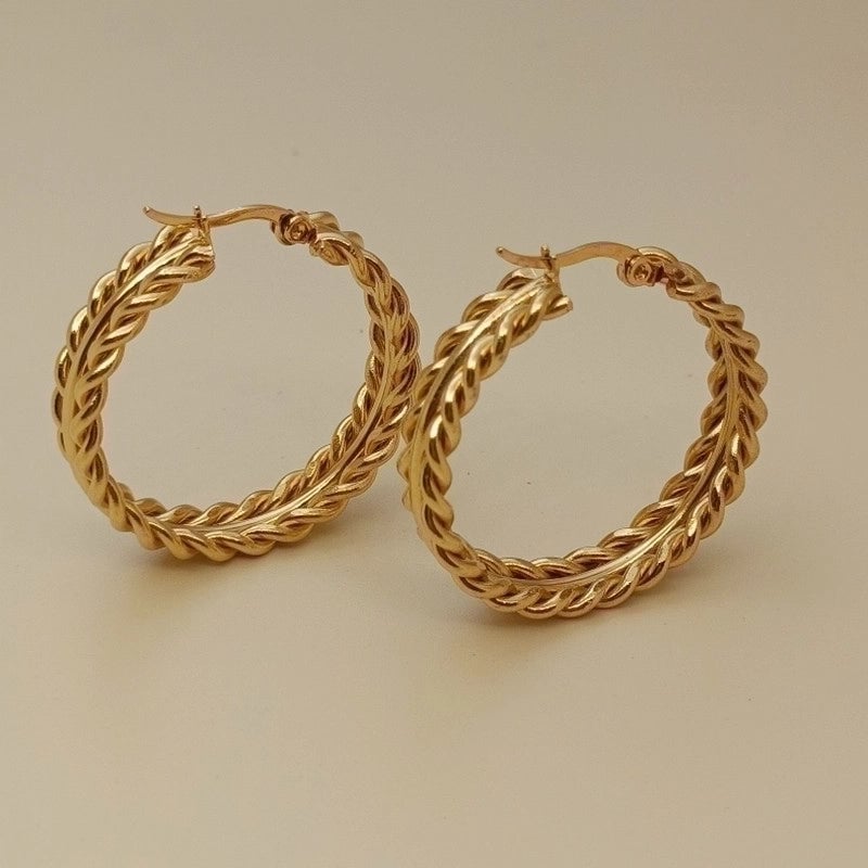 1 Pair Vintage Style Geometric Solid Color Plating Stainless Steel 18k Gold Plated Hoop Earrings
