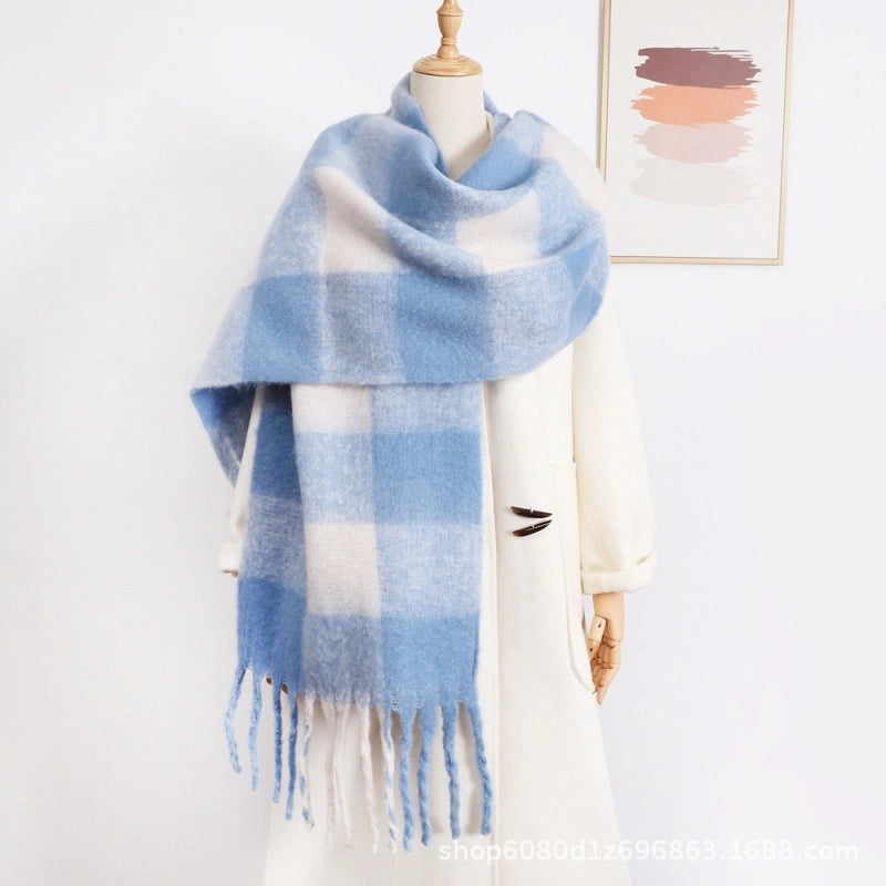 Cashmere Scarf Female New Student Tassel Shawl Autumn And Winter Scarf Double-sided Color Matching Scarf Outer Wear