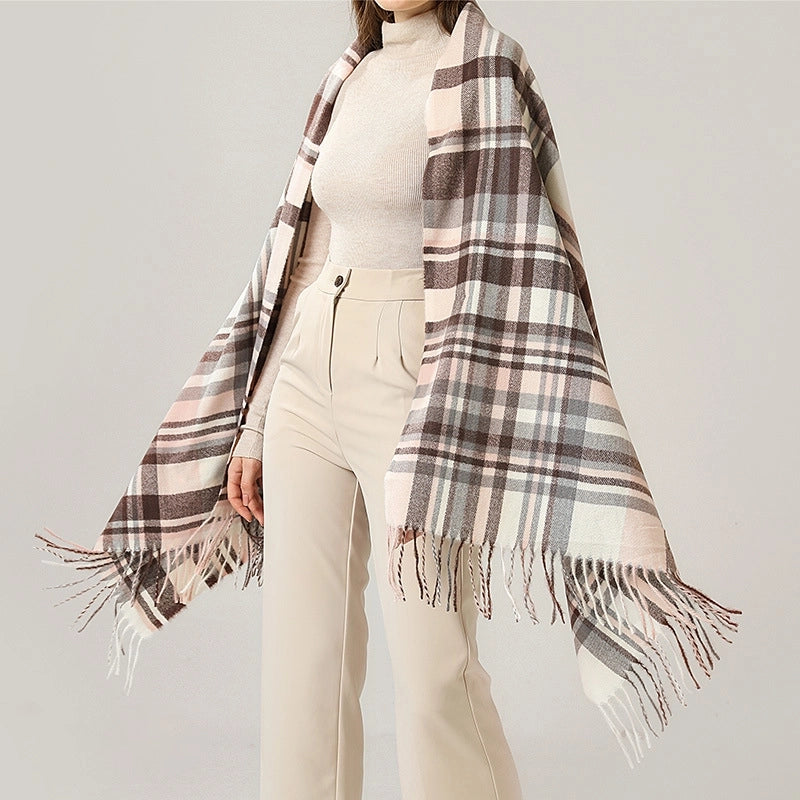 Scarf Women's College Style Simple Imitation Cashmere Scarf Women's Autumn And Winter New Knitted Warm Shawl A Generation Of Hair