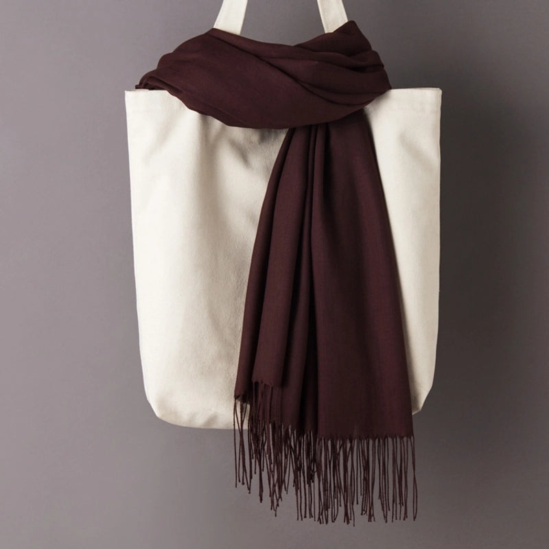 Thin Cashmere Scarf Solid Color Tassel Shawl LOGO Gift Scarf Factory Direct