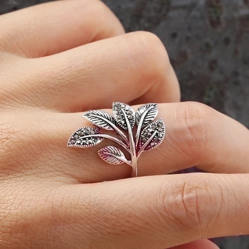 240 Pieces Copper Inlay Leaf Zircon Copper Rings