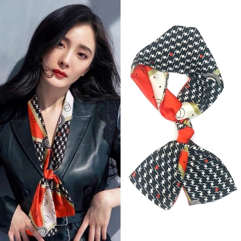 Women's Elegant Minimalist Geometric Chiffon Printing Silk Scarf
