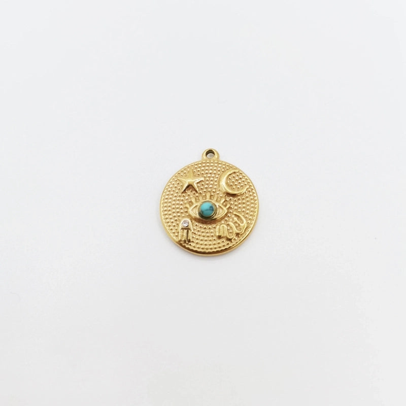 Fashion Round Water Droplets 304 Stainless Steel Natural Stone Zircon 14K Gold Plated Plating Inlay Stainless Steel Necklaces
