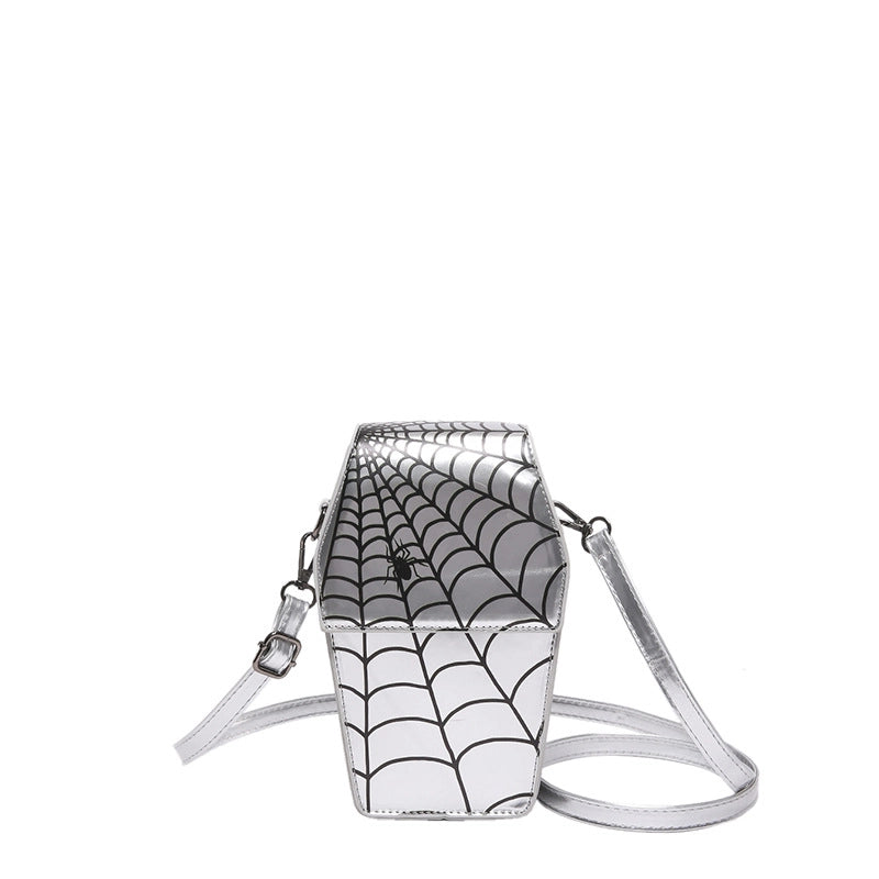 Halloween Women's Small Pu Leather Spider Web Vintage Style Streetwear Square Magnetic Buckle Shoulder Bag