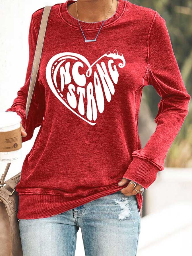 Women's NC Strong Print Casual Long Sleeve Sweater