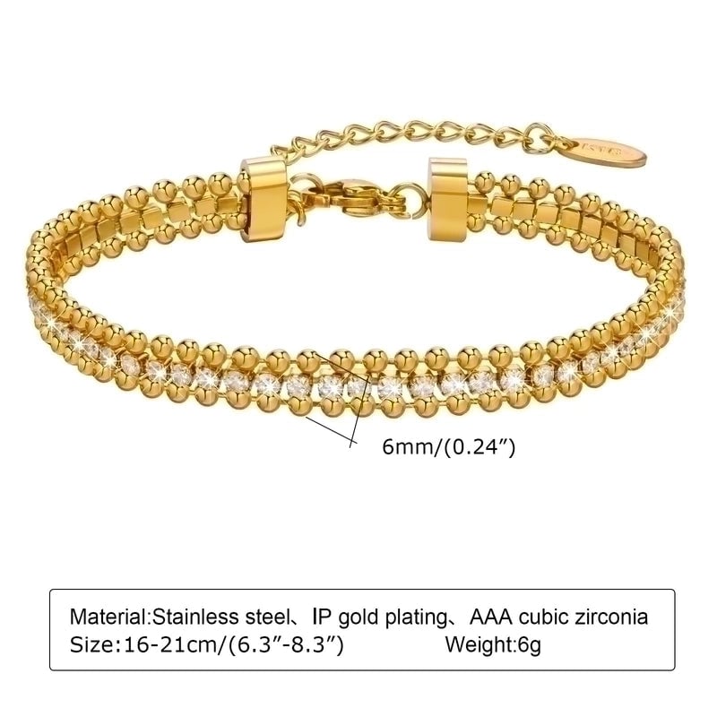 Modern Style Solid Color 201 Stainless Steel Zircon Bracelets In Bulk