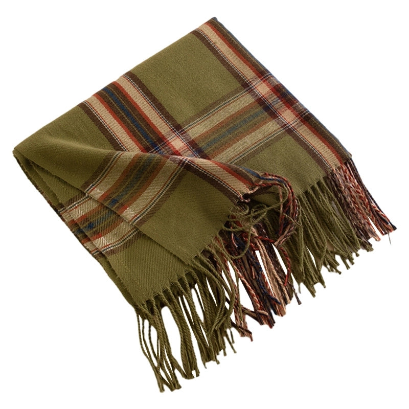 Strict Selection Of New Elegant Temperament Plaid Scarf Women's Simple Warm Cold-proof Cashmere Scarf