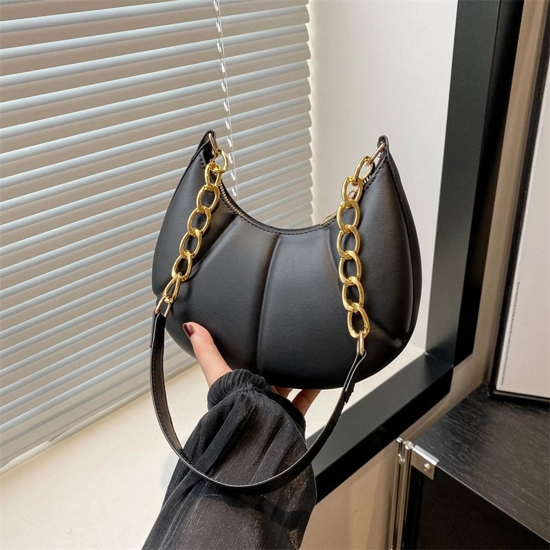 Women's Medium Pu Leather Solid Color Streetwear Zipper Underarm Bag