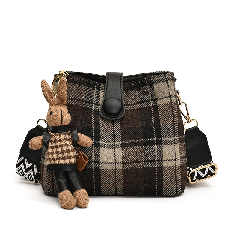 Woolen Bag Women's Large Capacity Shoulder Bag Cloth Bag Texture Commuter Bucket Bag