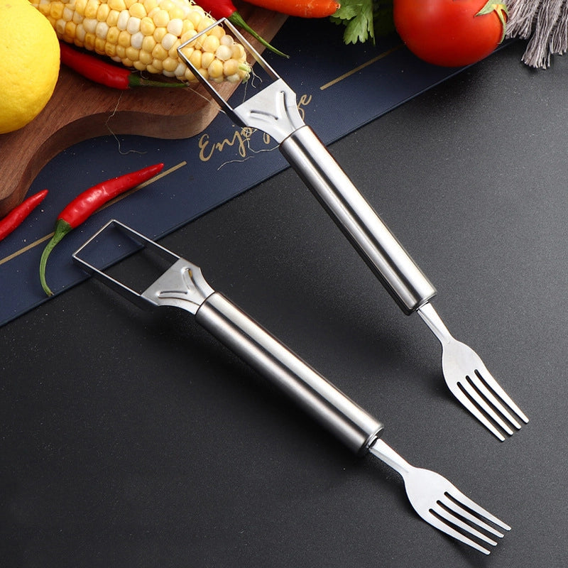 Stainless Steel Double Watermelon Cutter Fruit Fork Multifunctional Splitting Tool Pulp Cut To Eat Watermelon Artifact
