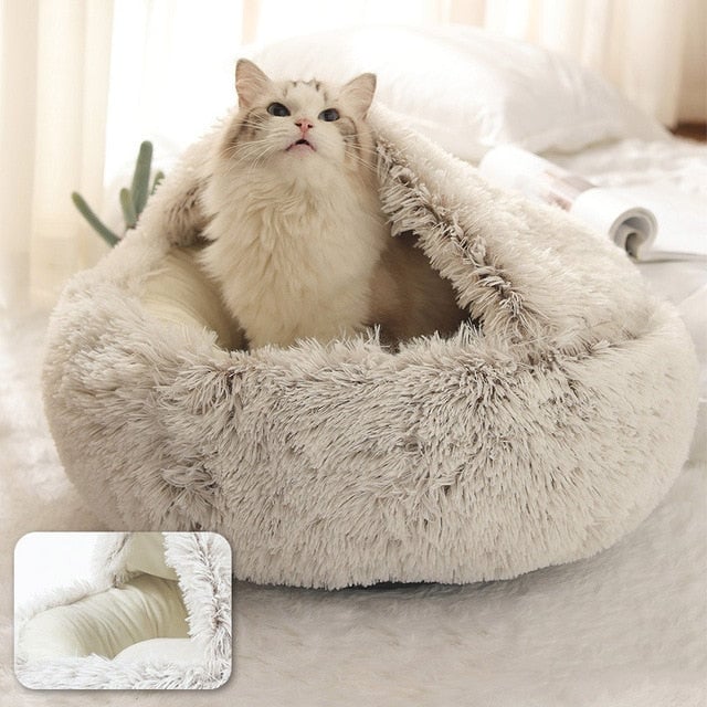 Round Plush Warm Dog Cat Bed House