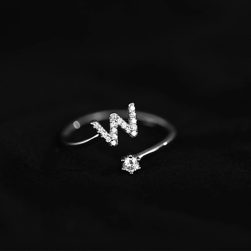 Ig Style Minimalist Letter Copper Plating Inlay Zircon Open Ring