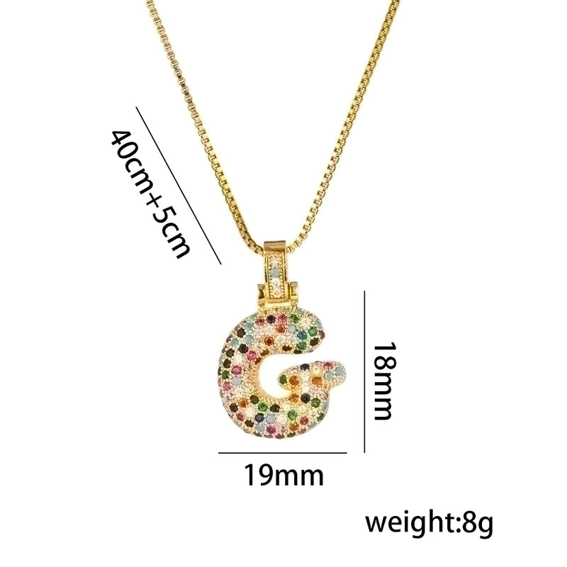 Titanium Steel 18K Gold Plated Minimalist Inlay Letter Zircon Pendant Necklace