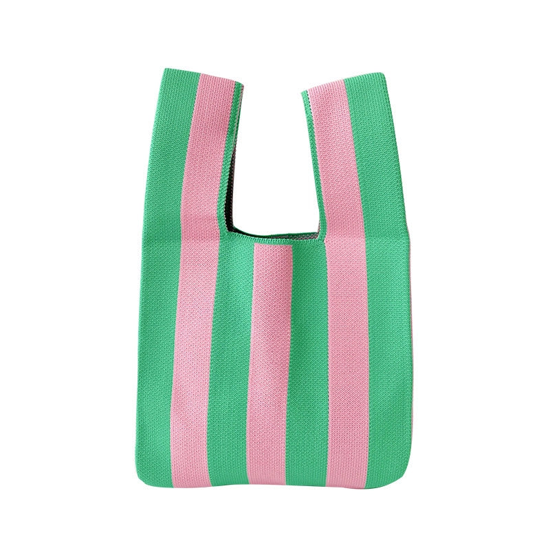 Women's Medium All Seasons Polyester Stripe Classic Style Square Open Handbag