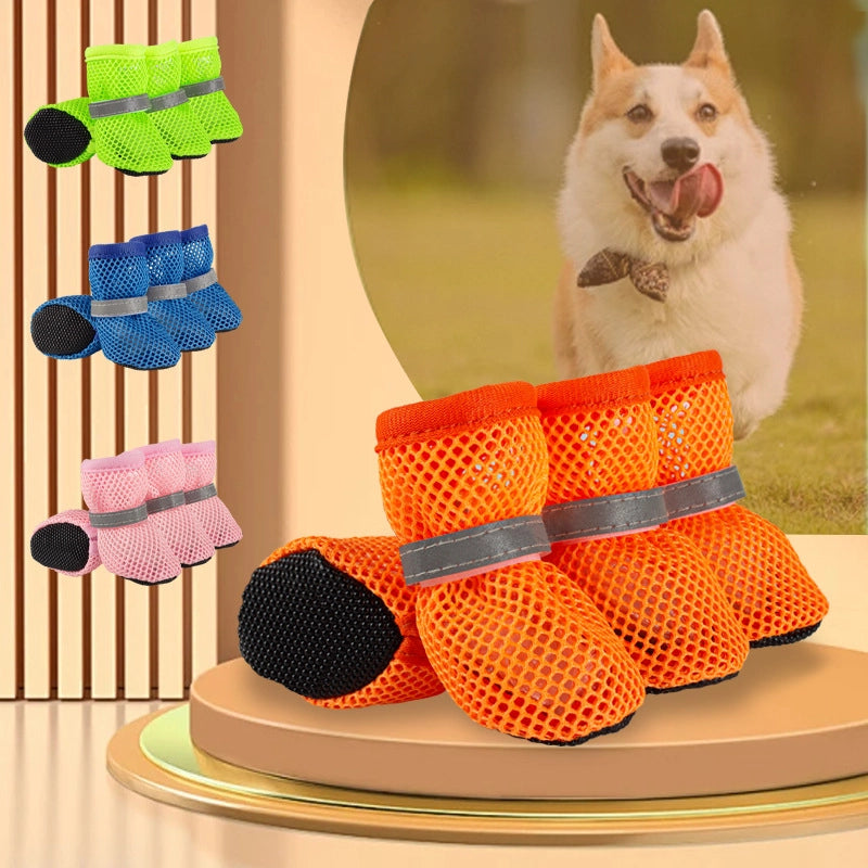 Pet Mesh Breathable Reflective Dog Shoes Non-slip Wear-resistant Sole Bixie Corgi Small Dog Mesh Shoes