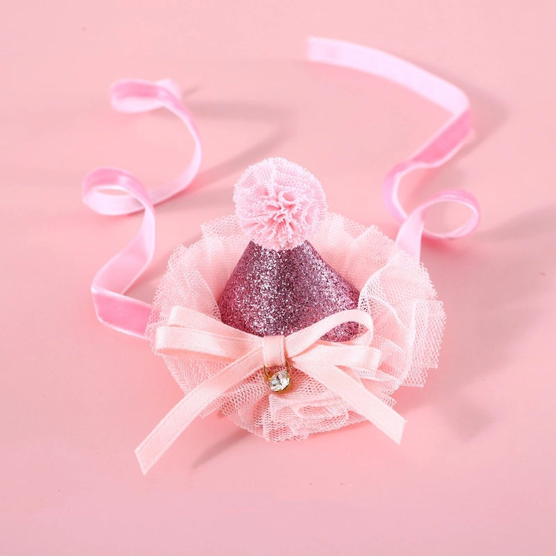 Cute Polyester Solid Color Diamond Pet Hat