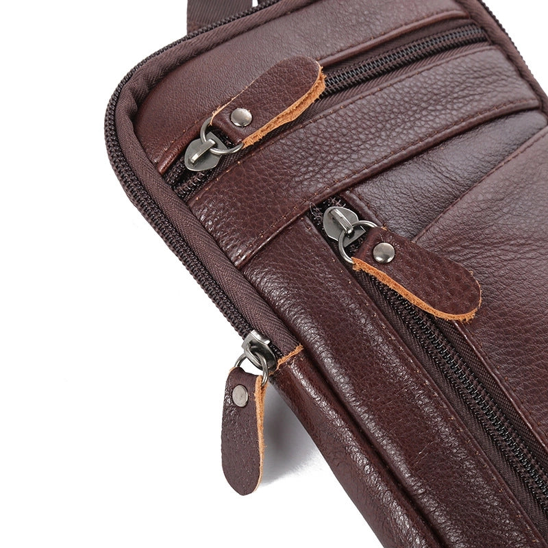 Men's Business Solid Color Leather Waist Bags