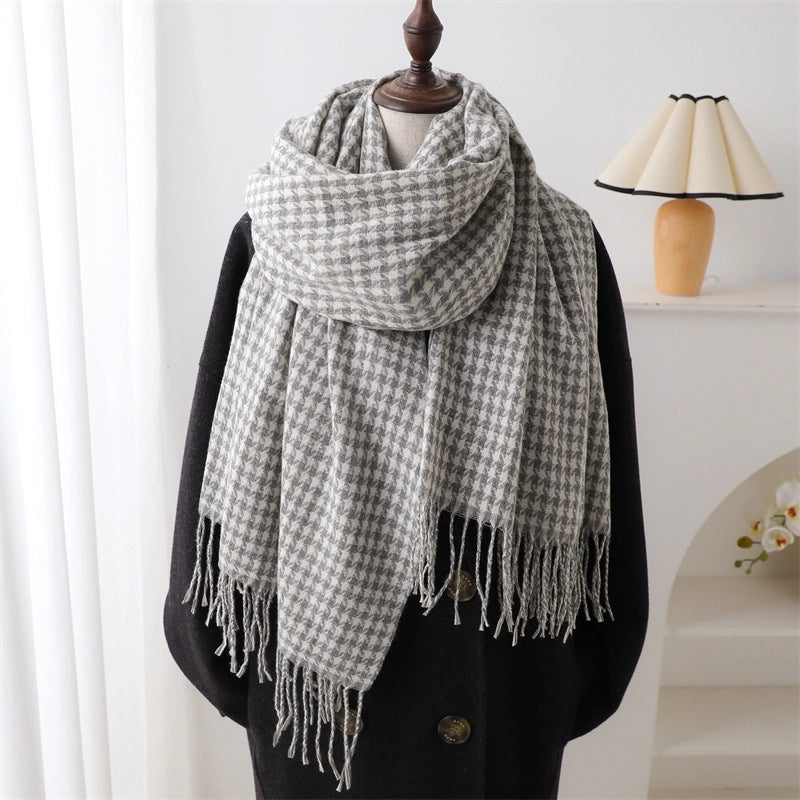 Women's Elegant Basic Lady Tassel Imitation Cashmere Polyester Scarf