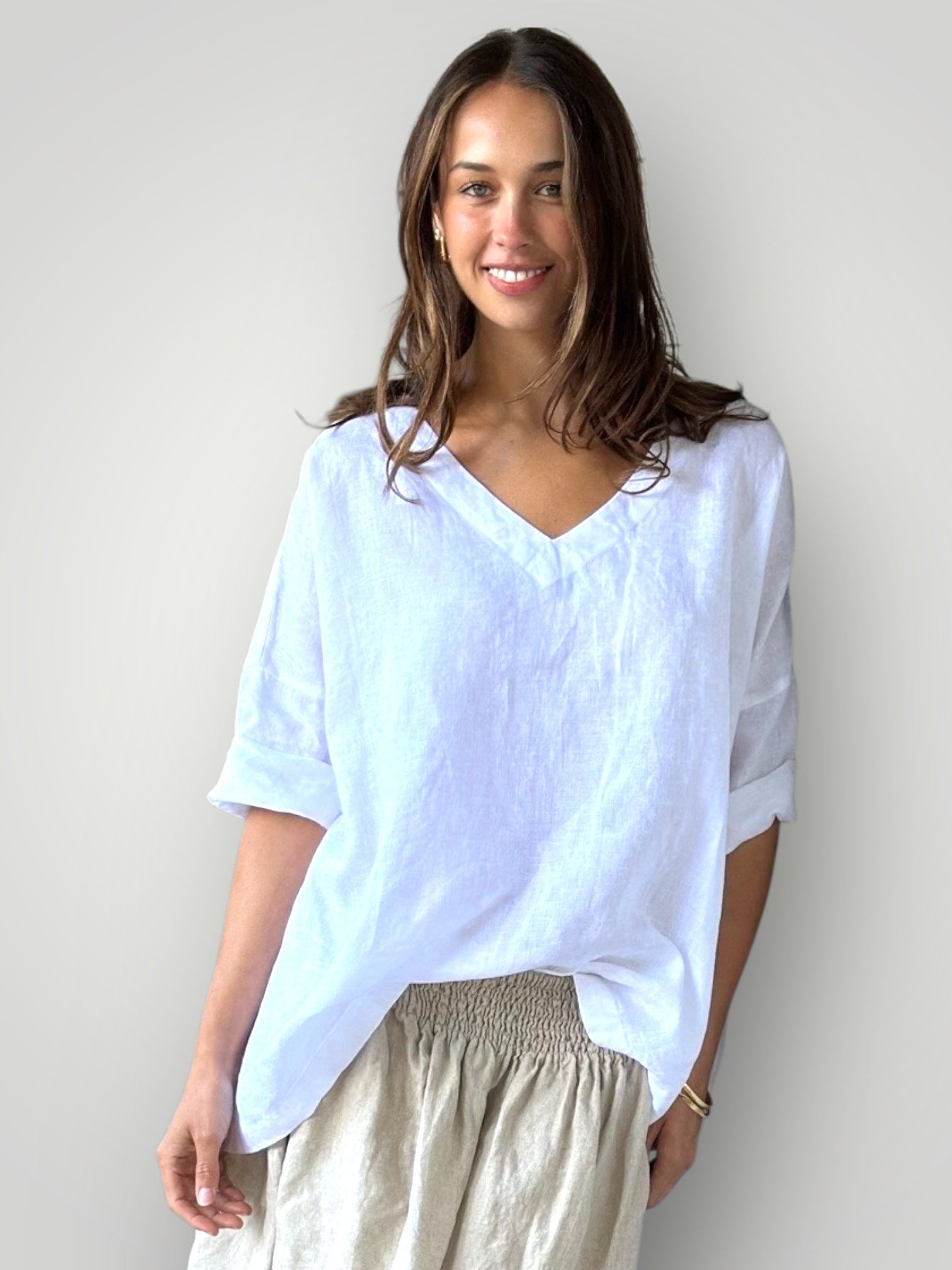 lydia top - white linen