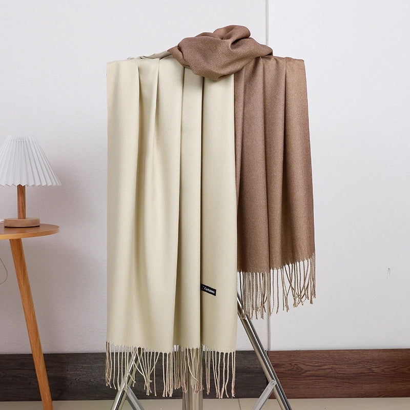 Double-sided Scarf Women's Winter Tassel Cashmere Scarf Autumn And Winter Version New Wool Men's Scarf