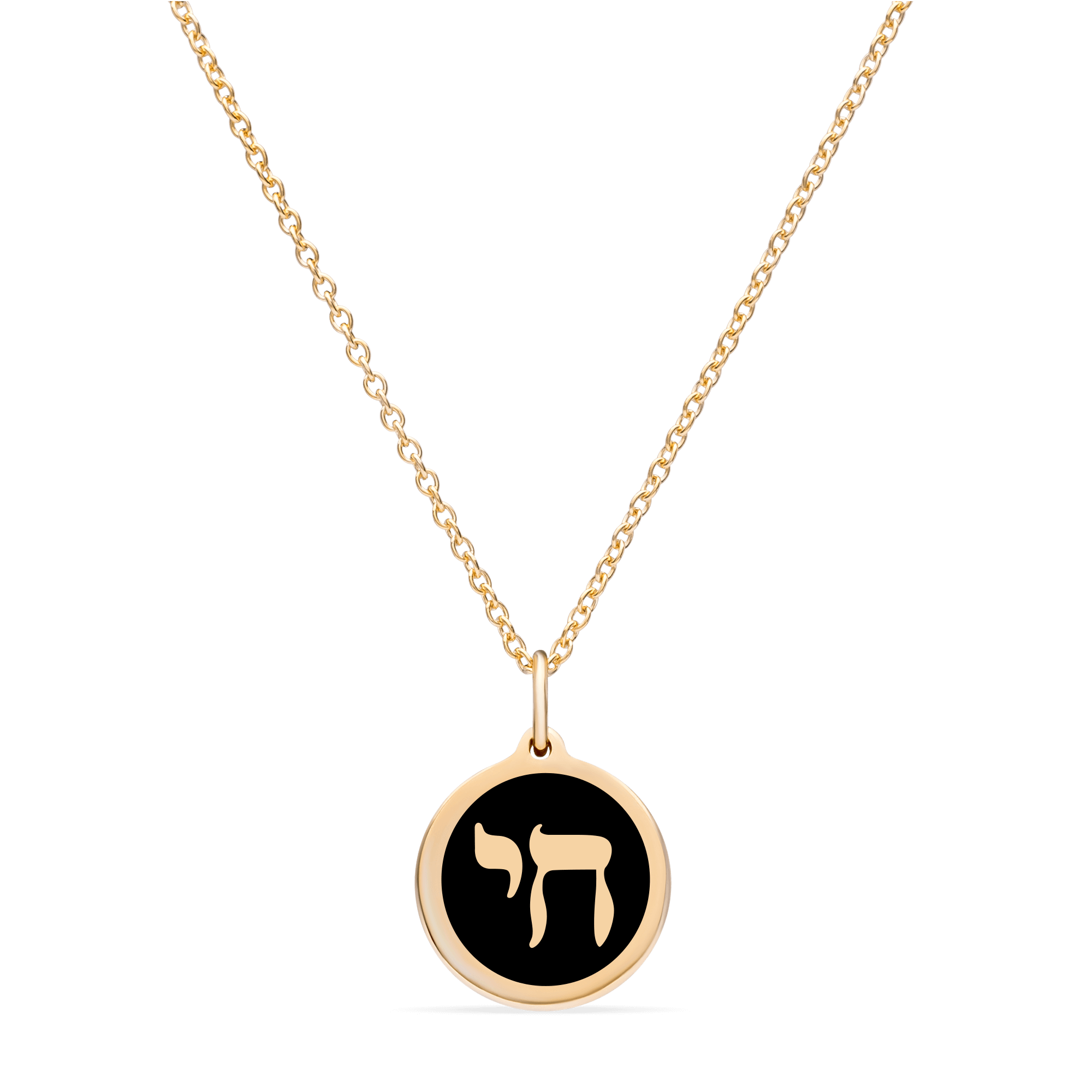 Gold-Plated Chai Pendant Necklace - Black. White or Navy