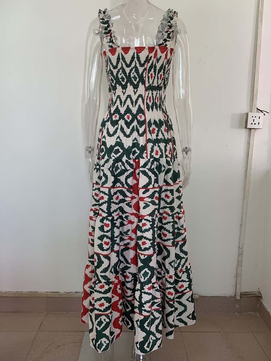 Printed Halter Beach Resort Dress(3 Colors)