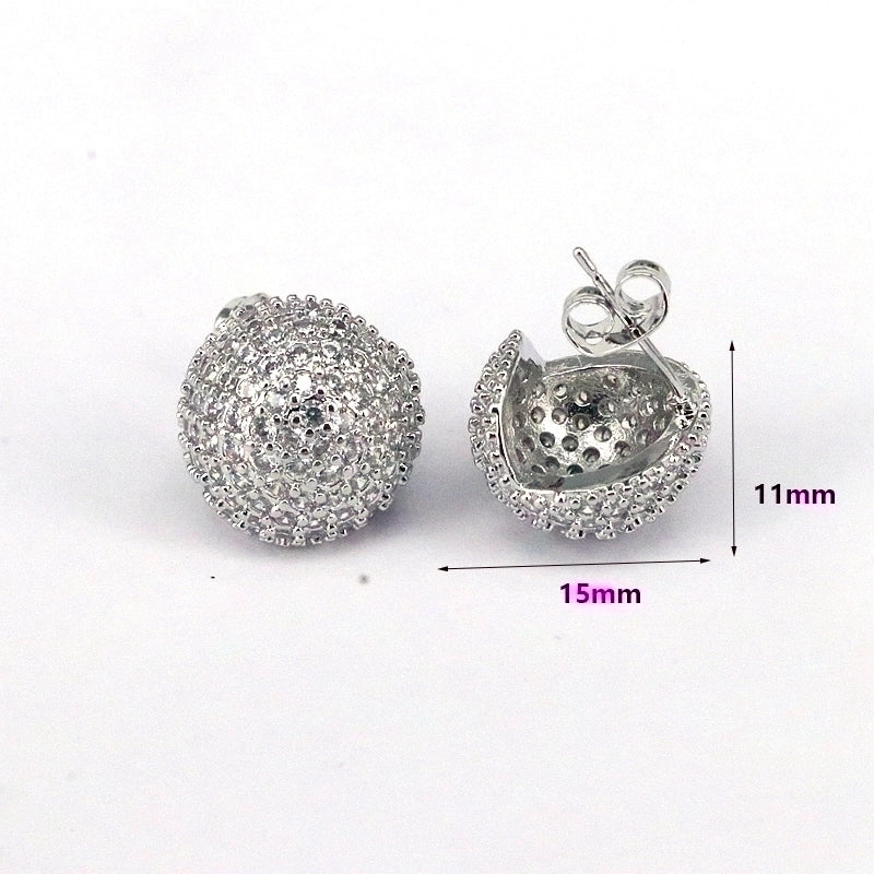1 Pair Ig Style Minimalist Round Water Droplets Heart Shape Plating Inlay Copper Zircon 18k Gold Plated Silver Plated Ear Studs
