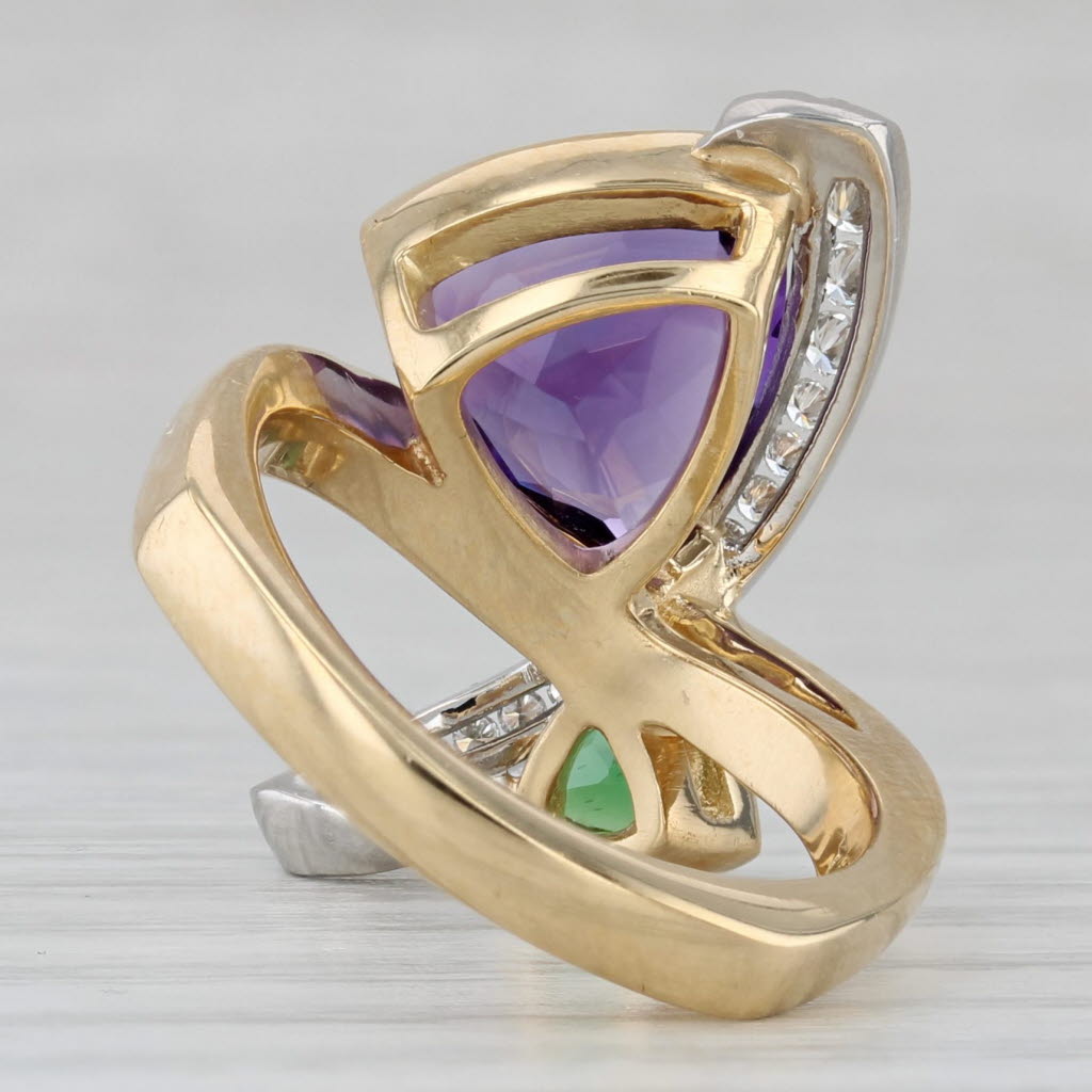 Krementz 3.32ctw Amethyst Chrome Diopside Ring 18k Yellow Gold Platinum Size 7