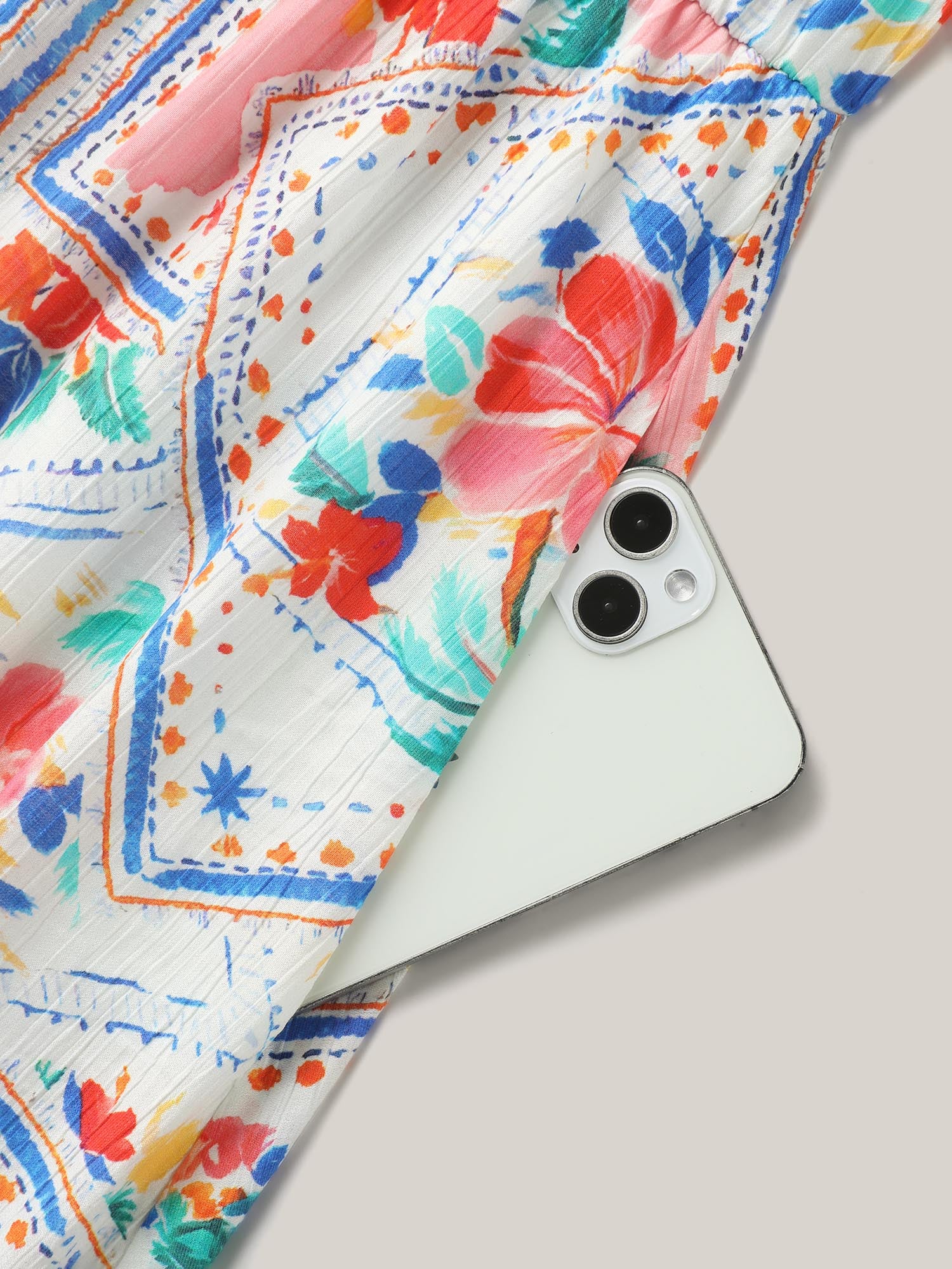 Floral Collage Print Pockets Midi Dress