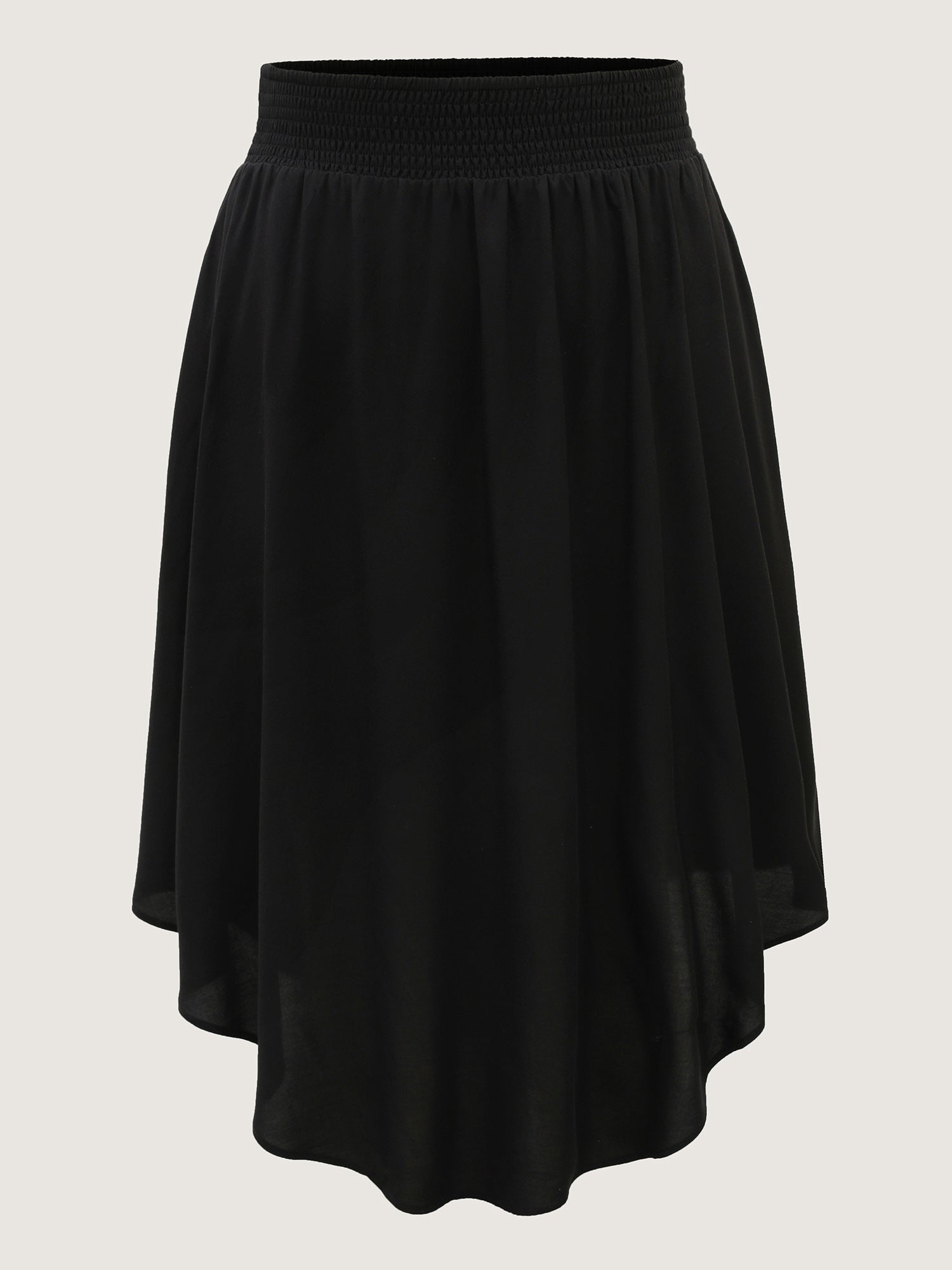 Wide Shirred Waist Flared Maxi Skirt