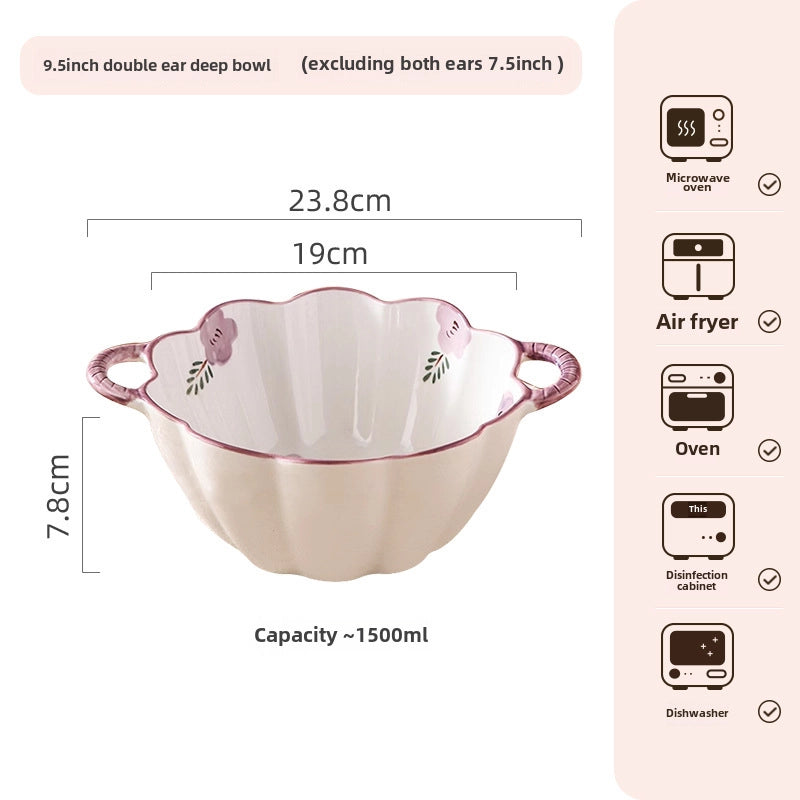 Purple Ceramic Bowl And Dish Set Household  Bowl And Dish Fresh Dinner Housewarming Dish Bowl And Chopsticks Set