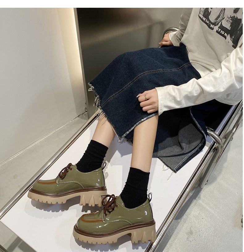 vintage lace-up all-match shoes  KF83117