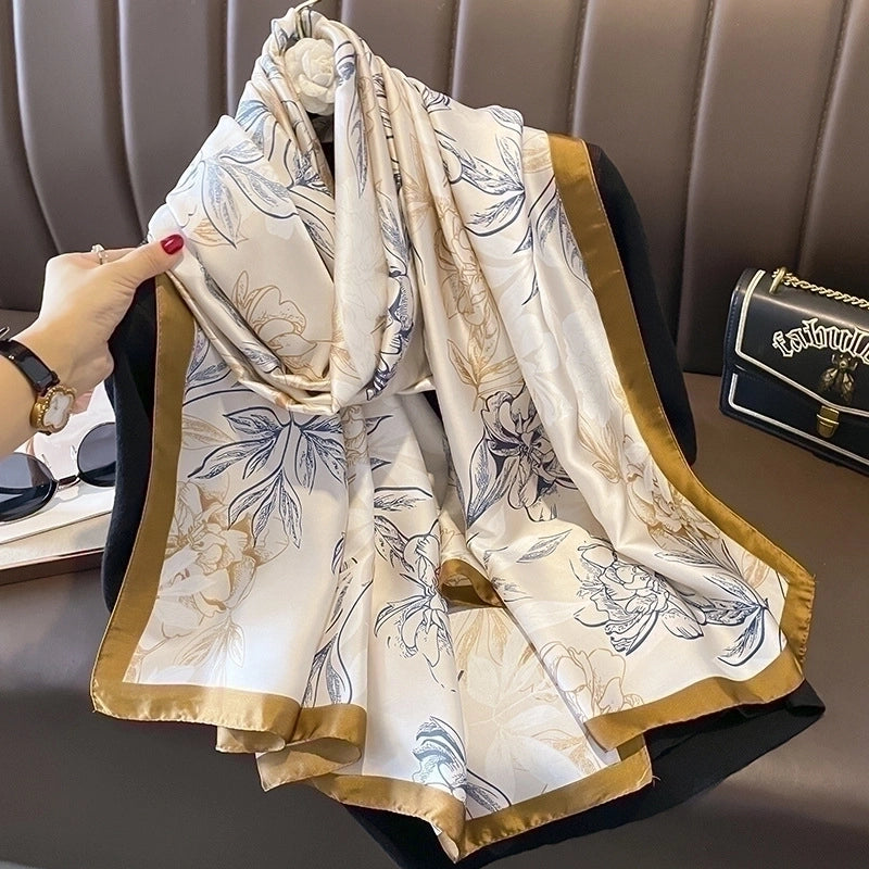 Women's Retro Bohemian Flower Silk Shawl