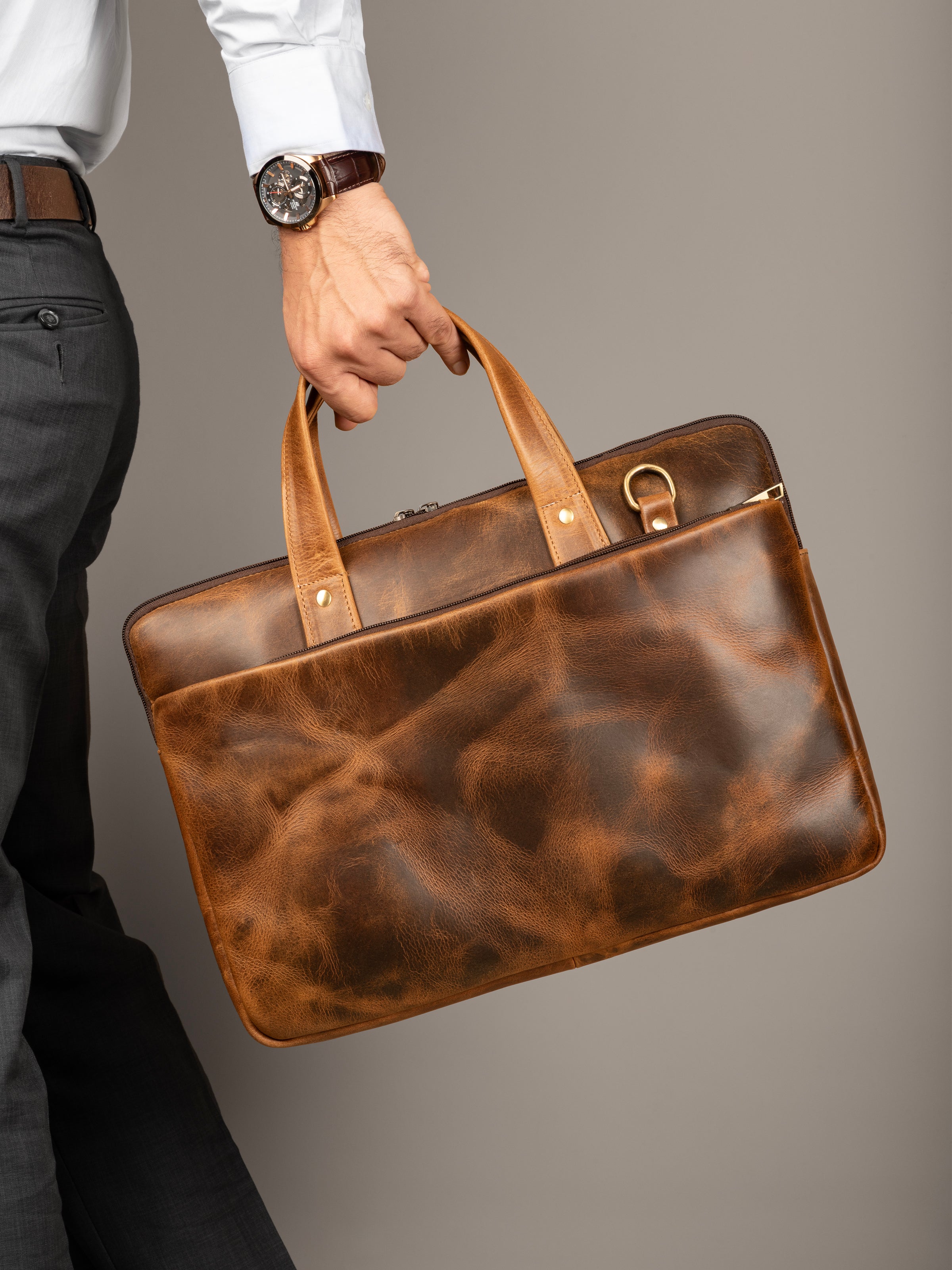 Harbor Laptop Briefcase. Tan