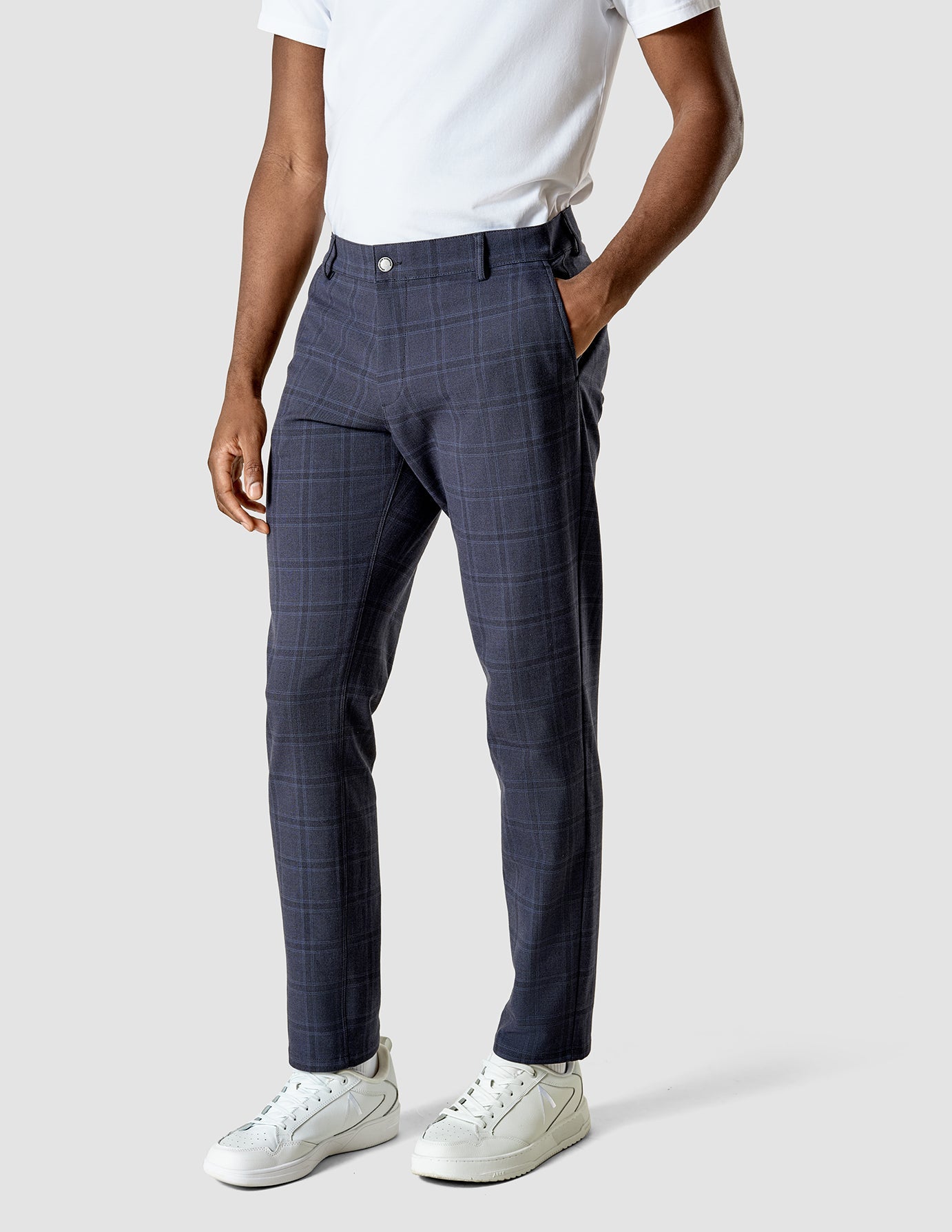 Limited Check Pants Slim Midnight Blue
