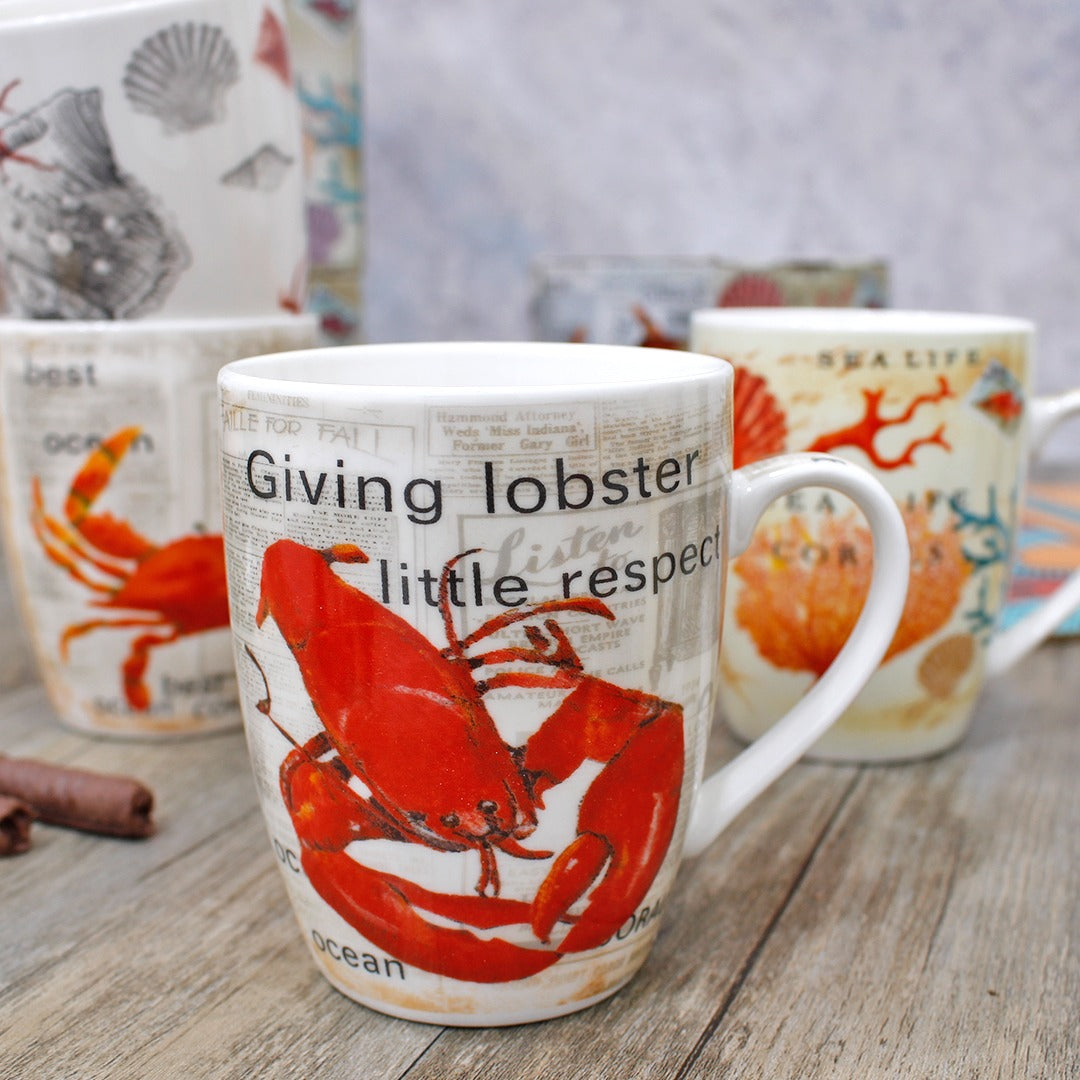 Orange Sea Porcelain Mugs with Box