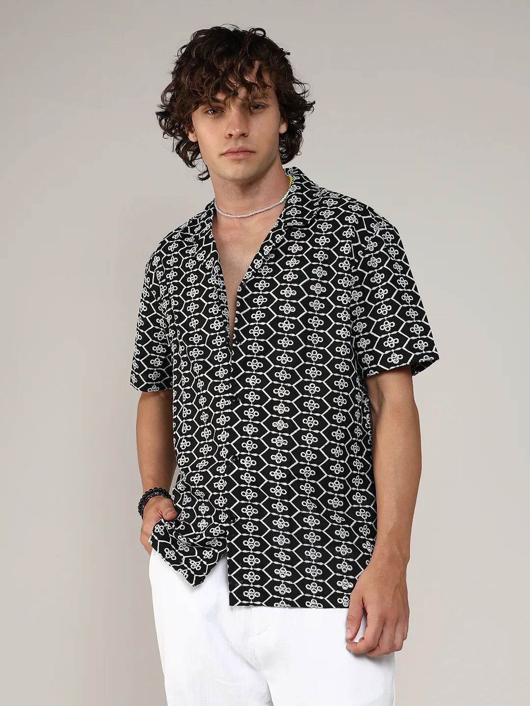 Embroidered Geometric Shirt