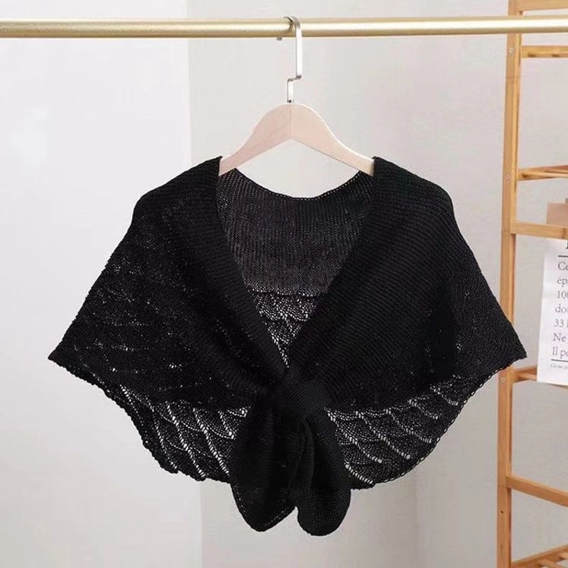 Women's Elegant Solid Color Knit Hollow Out Shawl