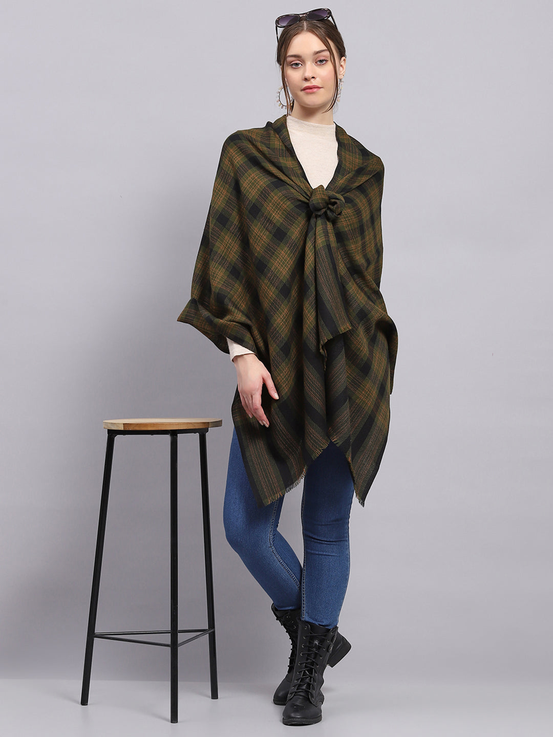 Women Multicolor Check Stole