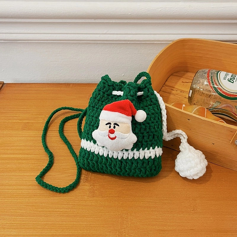 Women's Mini Yarn Color Block Vintage Style Classic Style Bucket String Bucket Bag