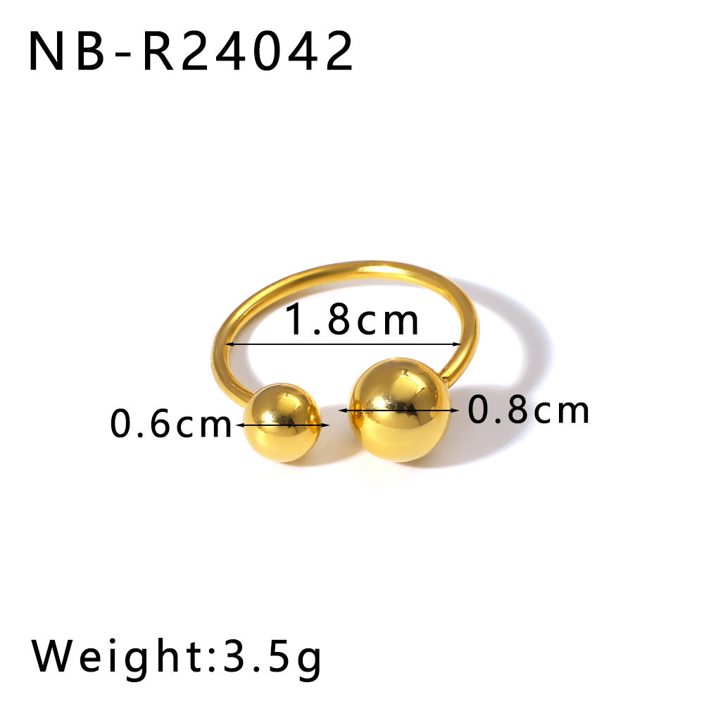 Ins Style Minimalist Design Men'S And Women'S Smooth Steel Ball Asymmetrical Stainless Steel Ring