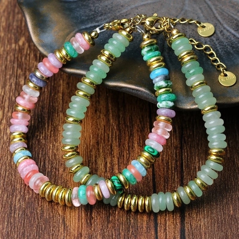 Minimalist Classic Style Round 316L Stainless Steel  Semi-precious Stone Bracelets