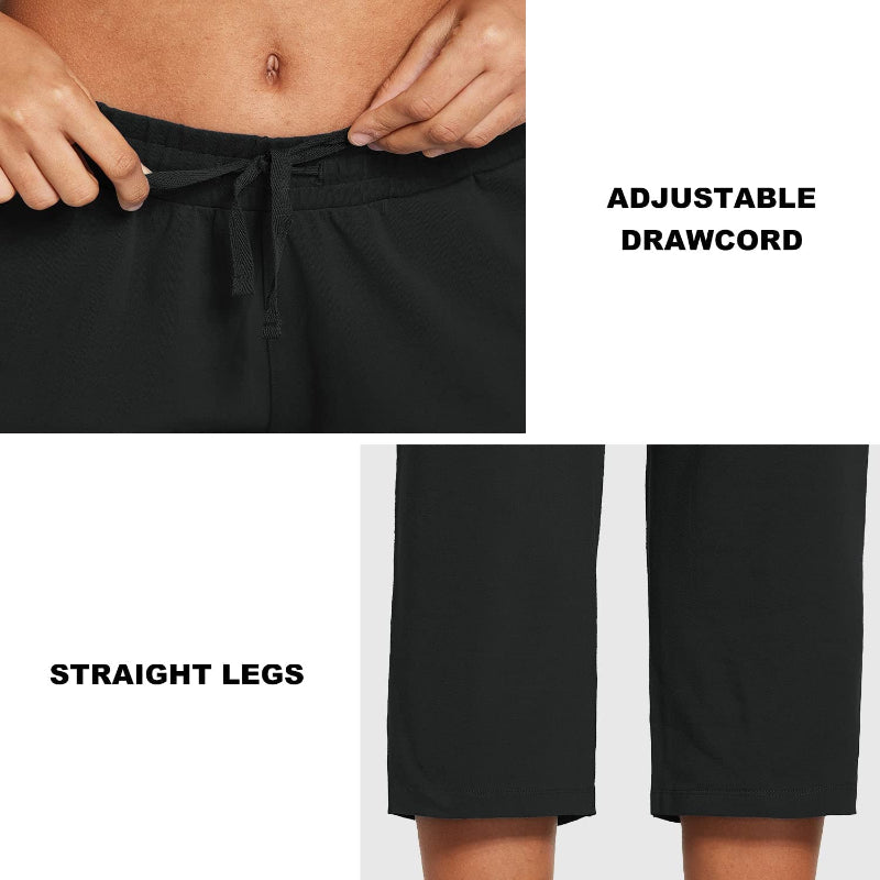 Women's Active Yoga Lounge Capri Pocketed Walking Crop Pants