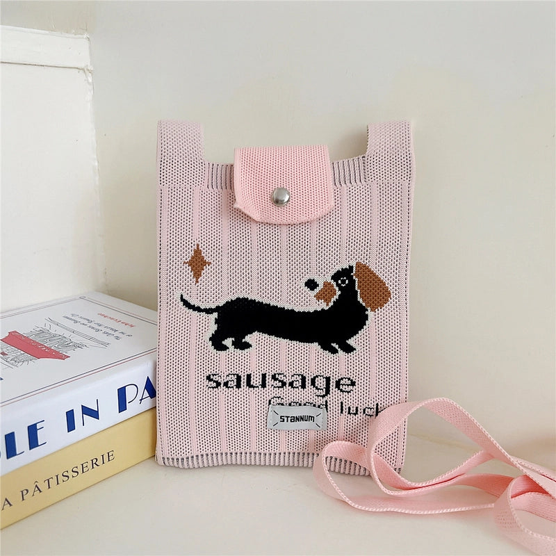 Women's Small Polyester Cartoon Letter Flower Cute Square Flip Cover Bucket Bag