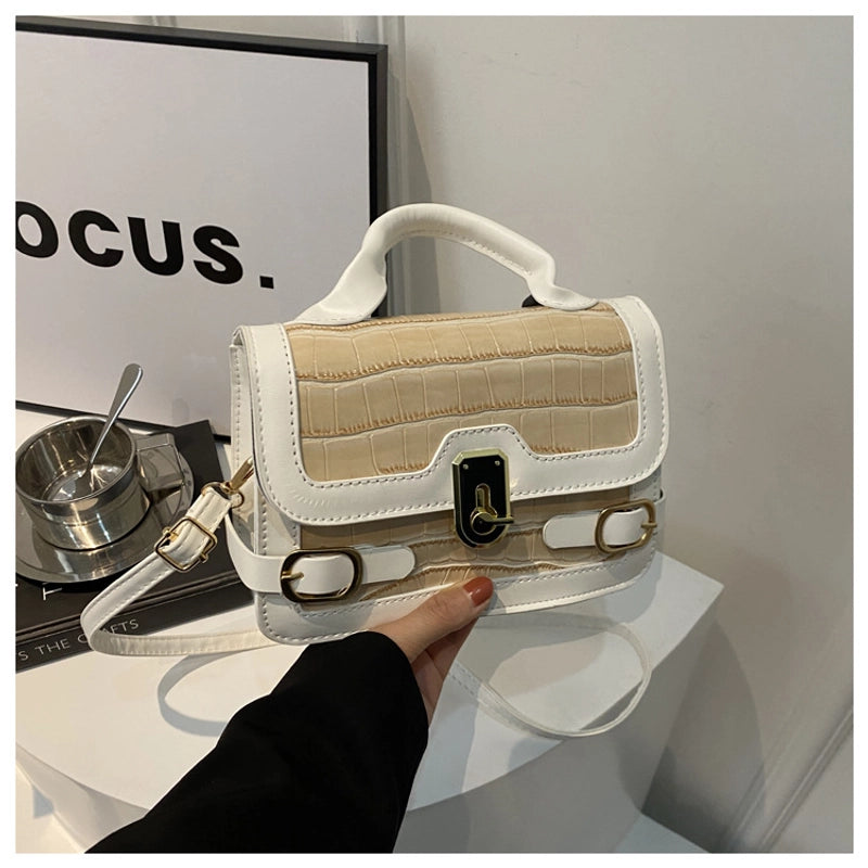 Women's Medium Pu Leather Solid Color Streetwear Square Magnetic Buckle Crossbody Bag