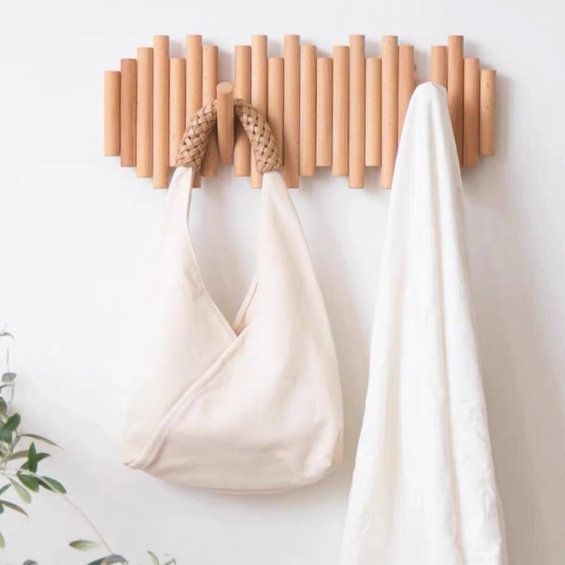 Log Punch-free Storage Hanger Entrance Door Foldable Clothes Hook Household Coat Rack Wall Hanging
